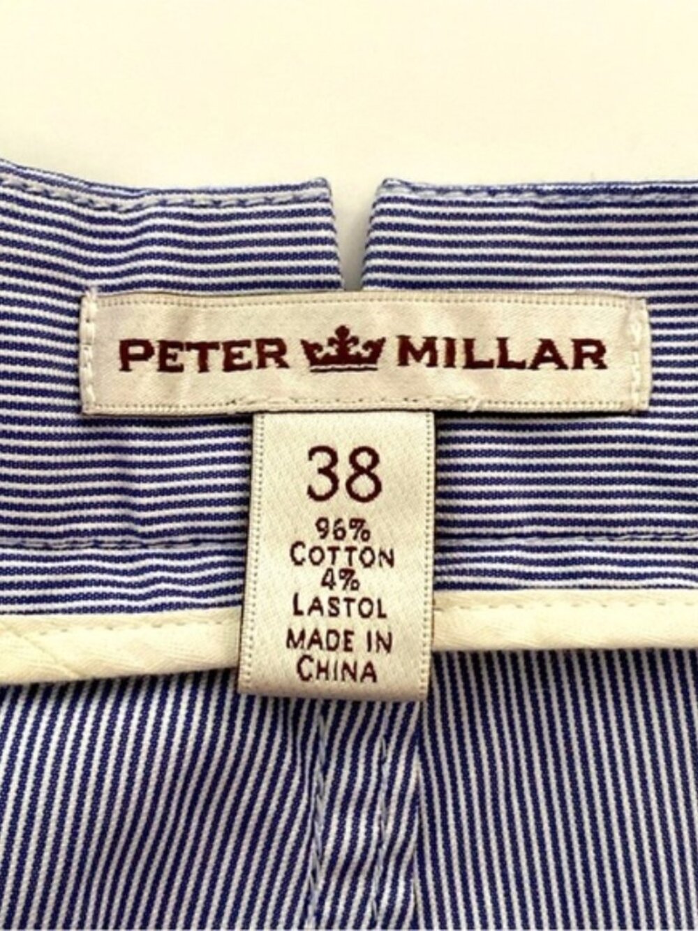 Peter Millar Man’s Shorts 9” Pinstripe Cotton-Blend Shorts size 38 - Picture 5 of 10